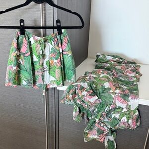 Tropical flower Print CPB Coniglio Palm Beach Top and Skirt Set